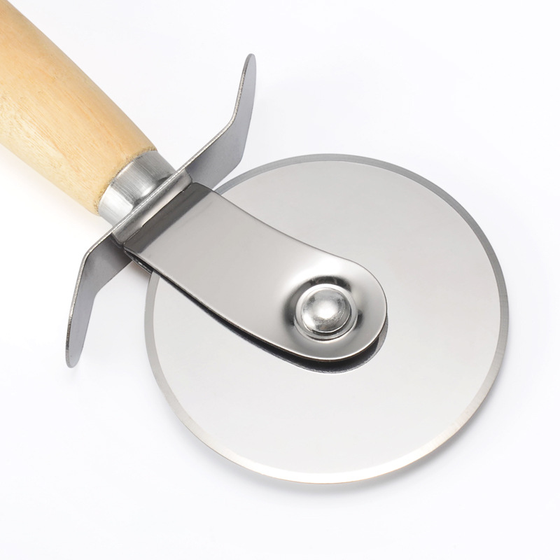 Wooden Handle Round Pizza wheel cutter Stainless Steel Pizza Knife Pastry Pasta Dough Kitchen Bakeware Tools