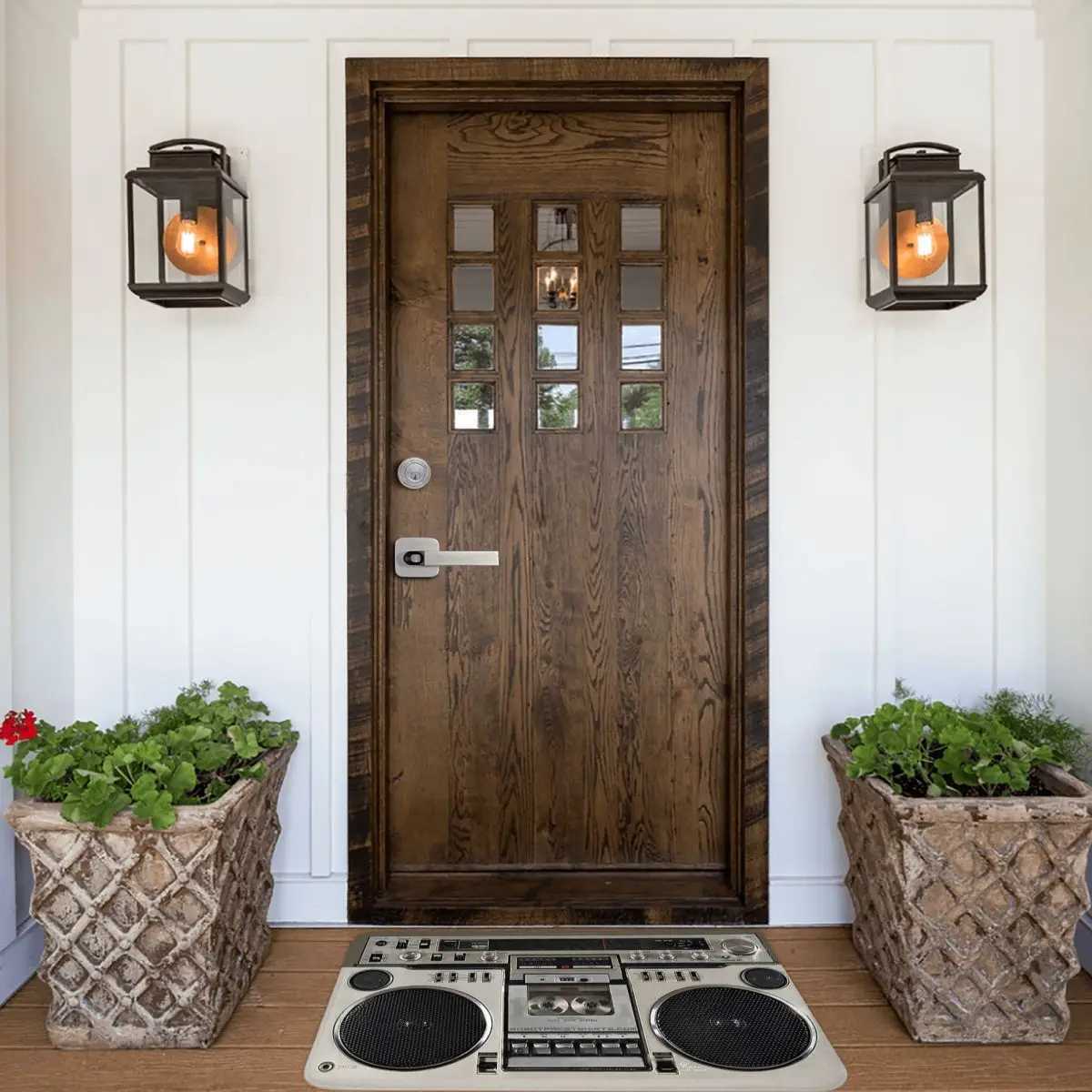Carpets Retro Non-Slip Carpet Vintage Boombox Ghettoblaster Doormat Bedroom Bathroom Mat Entrance Door Home Rug J241113