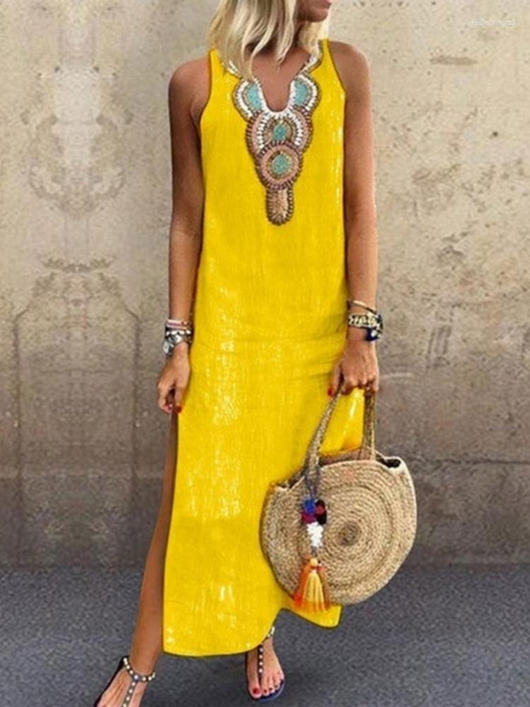 Casual Dresses Summer Fashion Sleeveless V-Neck Long Dress Ladies Vintage Boho Print Slit Women Loose Cotton Linen A-Line, 05 dark gray
Casual Dresses Summer Fashion Sleeveless V-Neck Long Dress Ladies Vintage Boho Print Slit Women Loose Cotton Linen A-Line, 05 dark gray