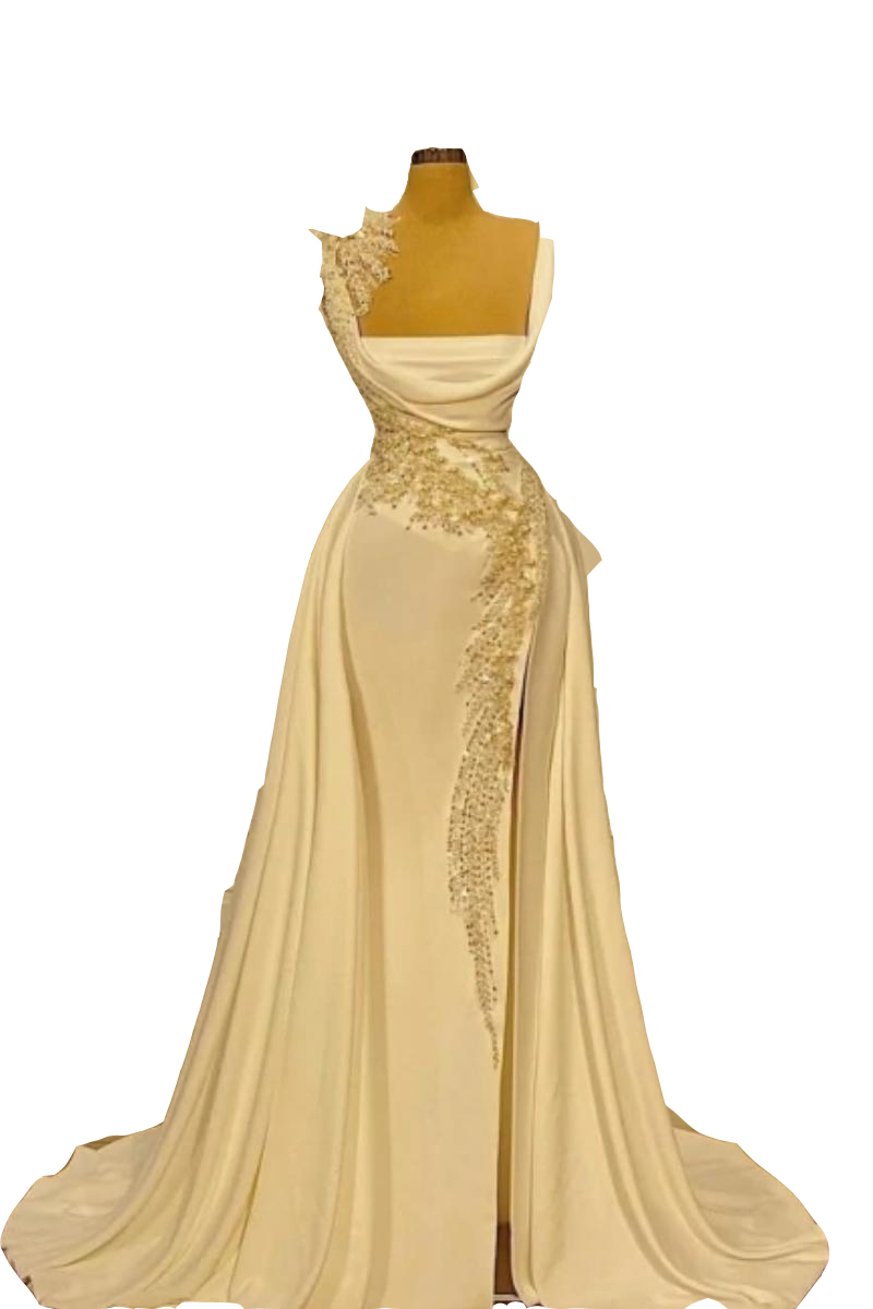 2023 Mermaid Wedding Dresses Arabic Dubai Plus Size Crystal Beading Lace Appliques Crystal Pearls Illusion Side Split Overskirts Long Bridal Gowns