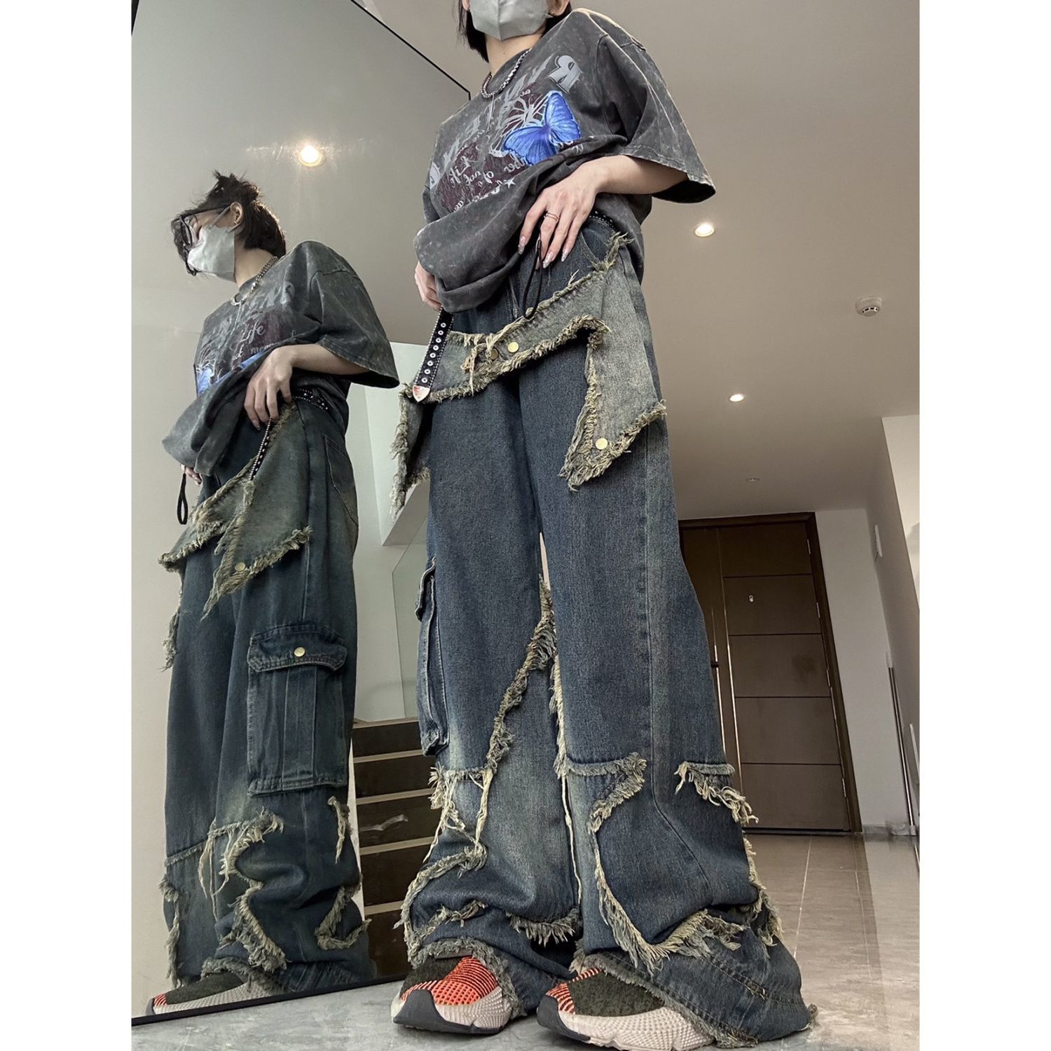 Women's Jeans 2023 Y2k Star Men Patchwork Vintage Harajuku Straight Denim Pants 2023 Baggy Loose Women Hip Hop Streetwear 230422