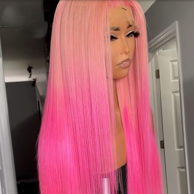 Free shipping Perruque Pink Full Front Transparent HD Lace Body Wave Natural Hairline Silation Human Hair Wigs for Women ella Festival Wig