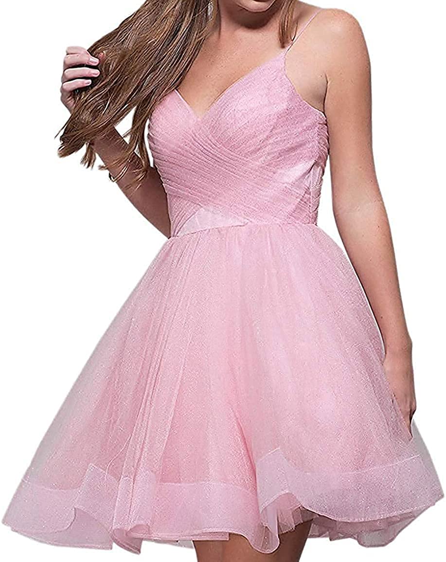 Short Homecoming Dresses Criss-Cross Spaghetti Sequins Backless Deep V-Neck Lace-up A-Line Party Gowns Princess Birthday Mini Prom Graudation Cocktail