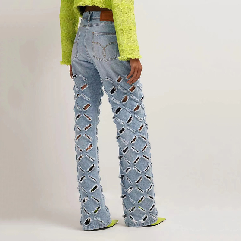 Women's Jeans Slanted rift cutout jeans 2023 summer heavy washed midwaist wide leg pants y2k hundred with 230422
