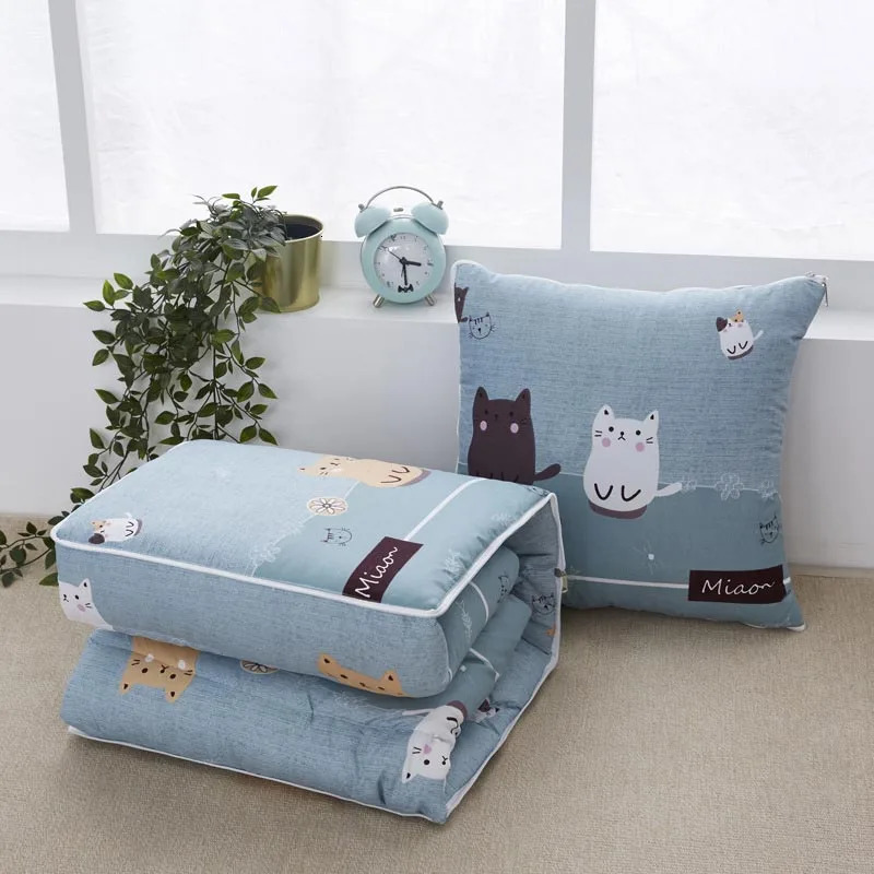 Blankets 2 In 1 Cushion Blanket Patchwork Quilt For Living Room Foldable Travel Pillow With Zip Thin Office Cushions Home Decro 231123