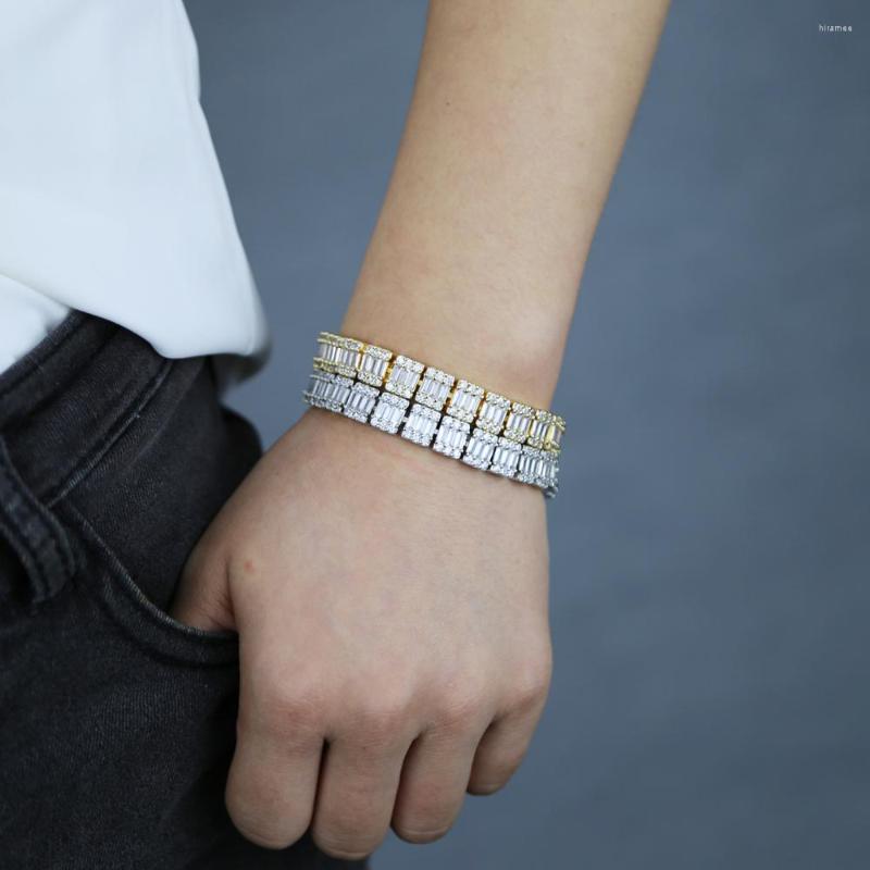 Link Bracelets Delicate Round Square Cuban Chain Women Bracelet Gold Silver Color CZ Iced Out Hip Hop Bangle Jewelry Gift Party Wholesale very nice
