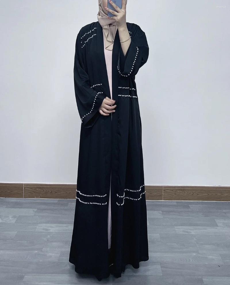 Ethnic Clothing Women Eid Muslim Black Abaya Ramadan Morocco Dubai Beading Abayas Kaftan Vestidos Arab Modest Long Robe Loose