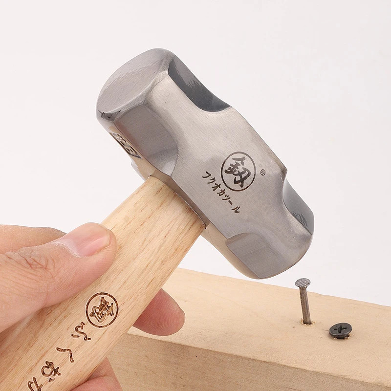 Hammer Mini Hammer FO-6028B Polished Solid Wood Short Handle Octagonal Hammer 1LB High Carbon Steel Small Hammer Manual Hardware Tool 231123