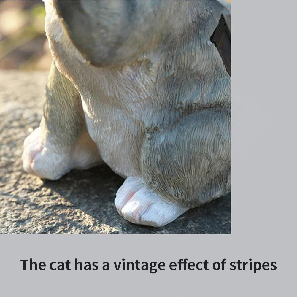 Garden Decorations Solar Garden Lawn Animal Sculpture Luminous Resin Yard Cat Art Statue Ornaments Handicraft Home Decor for Room Office Study 231122