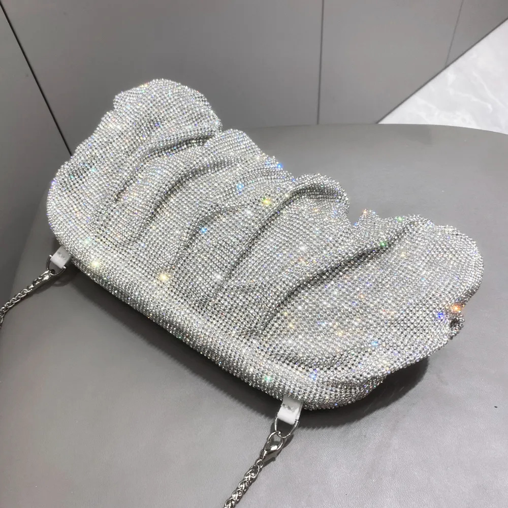 Evening Bags Shiny handle Rhinestones Handmade Evening Clutch Bags Folds Purses And Handbags er Wedding Party High Quality 231123