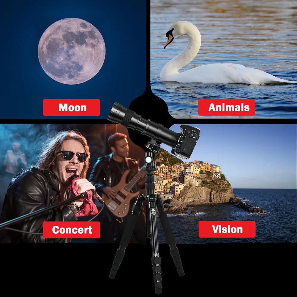 420-800mm F8.3-16 Super Telephoto Lens Manual Zoom Lens +T2 Adaper Ring for Nikon Sony Pentax FUJI Film Olympus Canon 760D 750D 700D 650D 600D 70D 60D