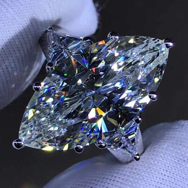 Wedding Rings 100 925 Sterling Silver Marquise Cut 8 CT 3EX VVS Pink Created Engagement Customized Ring Fine Jewelry 231123