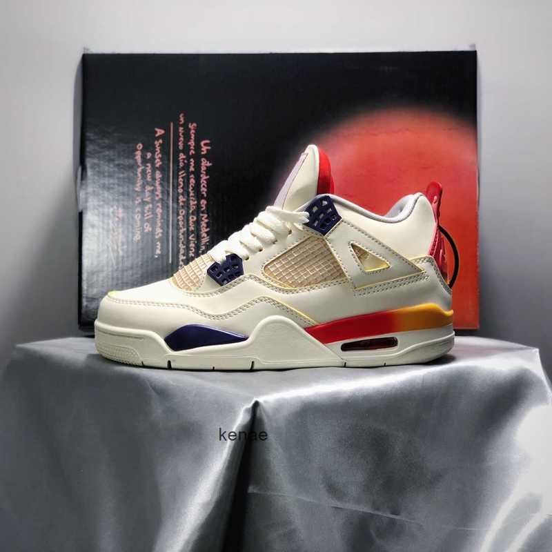 2024 First Releasing J Balvin 4s Basketball Shoes 4 (V) x JBalvin Gradient Rainbow Smile White Blue Red Mens Womens Lifestyle Sneakers
