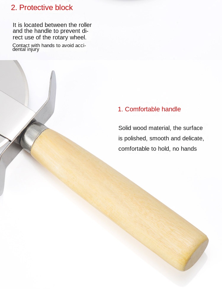 Wooden Handle Round Pizza wheel cutter Stainless Steel Pizza Knife Pastry Pasta Dough Kitchen Bakeware Tools