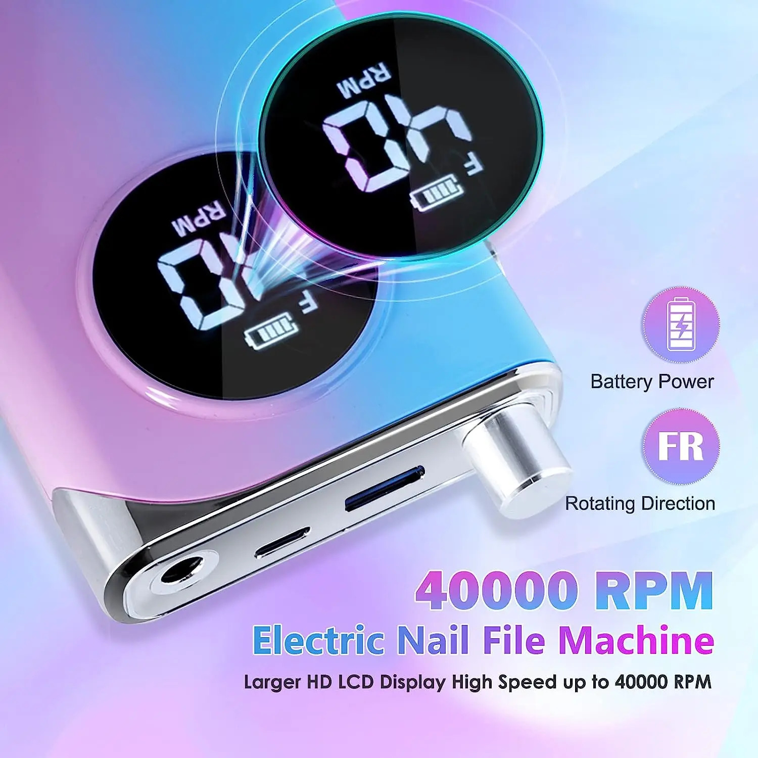 Nail Manicure Set 4000035000RPM Portable Electric Nail Drill Machine With LCD Display Nails Sander For Acrylic Gel Polish Rechargeable Nail Tool 23112