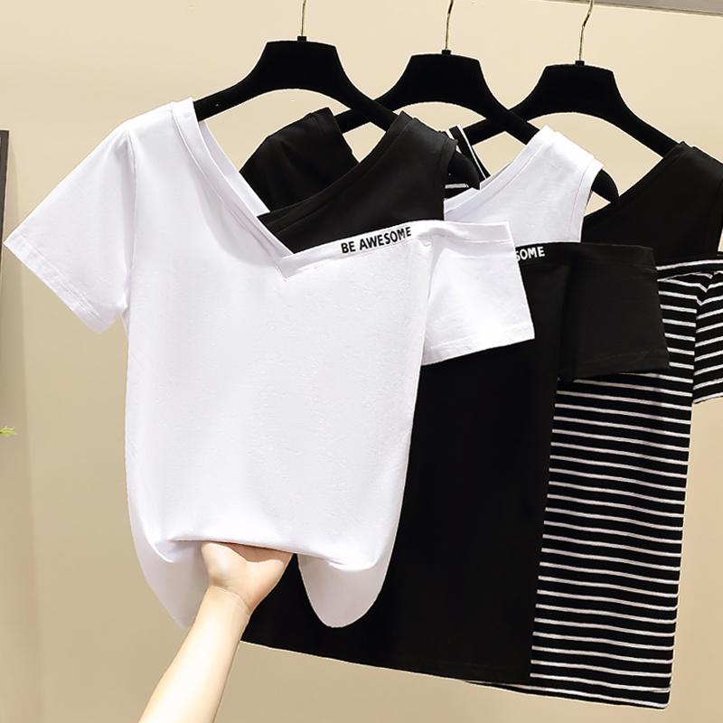 T-Shirt gkfnmt 2021 Summer Tshirt Short Sleeve Off Shoulder T Shirt Women Tops Cotton Patchwork Striped Tshirt Women Tee Shirt Femme, Black
T-Shirt gkfnmt 2021 Summer Tshirt Short Sleeve Off Shoulder T Shirt Women Tops Cotton Patchwork Striped Tshirt Women Tee Shirt Femme, Black