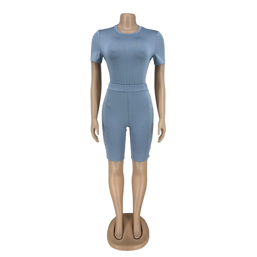 Summer Two Piece Short Set Tracksuits designer Solid One Piece Bodysuit Shorts Matching Suits Women Casual Tracksuits Outfits free shipping 9765