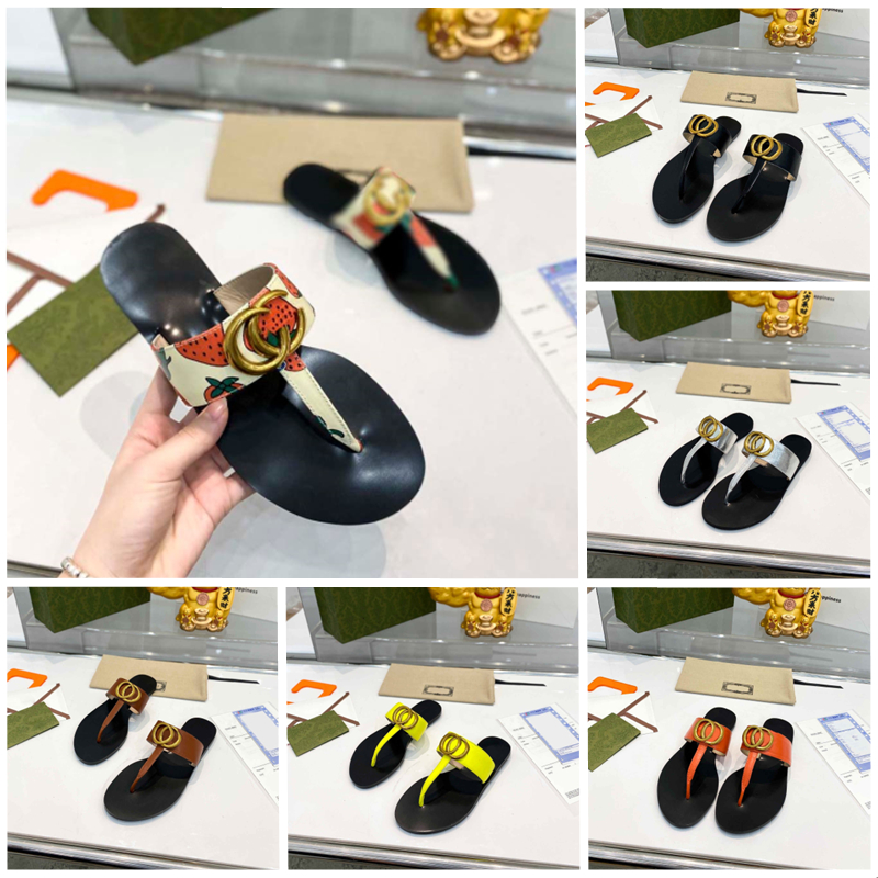 Designer Slippers Slide Summer sandals Fashion Women Beach Indoor Flat Flip Flops Leather Lady Men Shoes Ladies Slippers Size 35-42