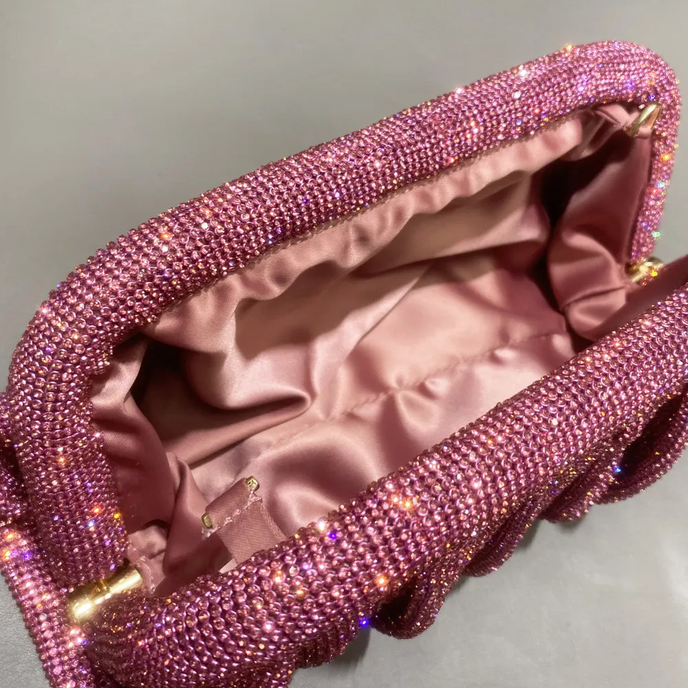 Evening Bags Shiny handle Rhinestones Handmade Evening Clutch Bags Folds Purses And Handbags er Wedding Party High Quality 231123