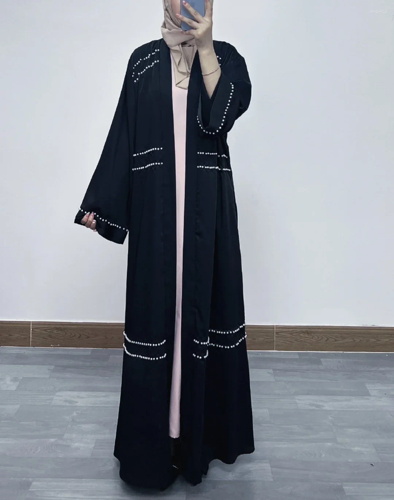 Ethnic Clothing Women Eid Muslim Black Abaya Ramadan Morocco Dubai Beading Abayas Kaftan Vestidos Arab Modest Long Robe Loose