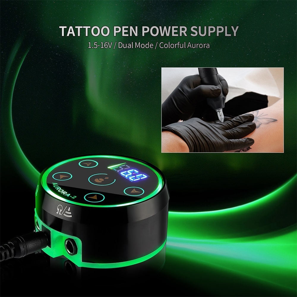 Permanent Makeup Power Tattoo Pen Dual Input Supply Controller Digital LCD Touch Screen Battery Connector For Rotary Coil Machine 230422
