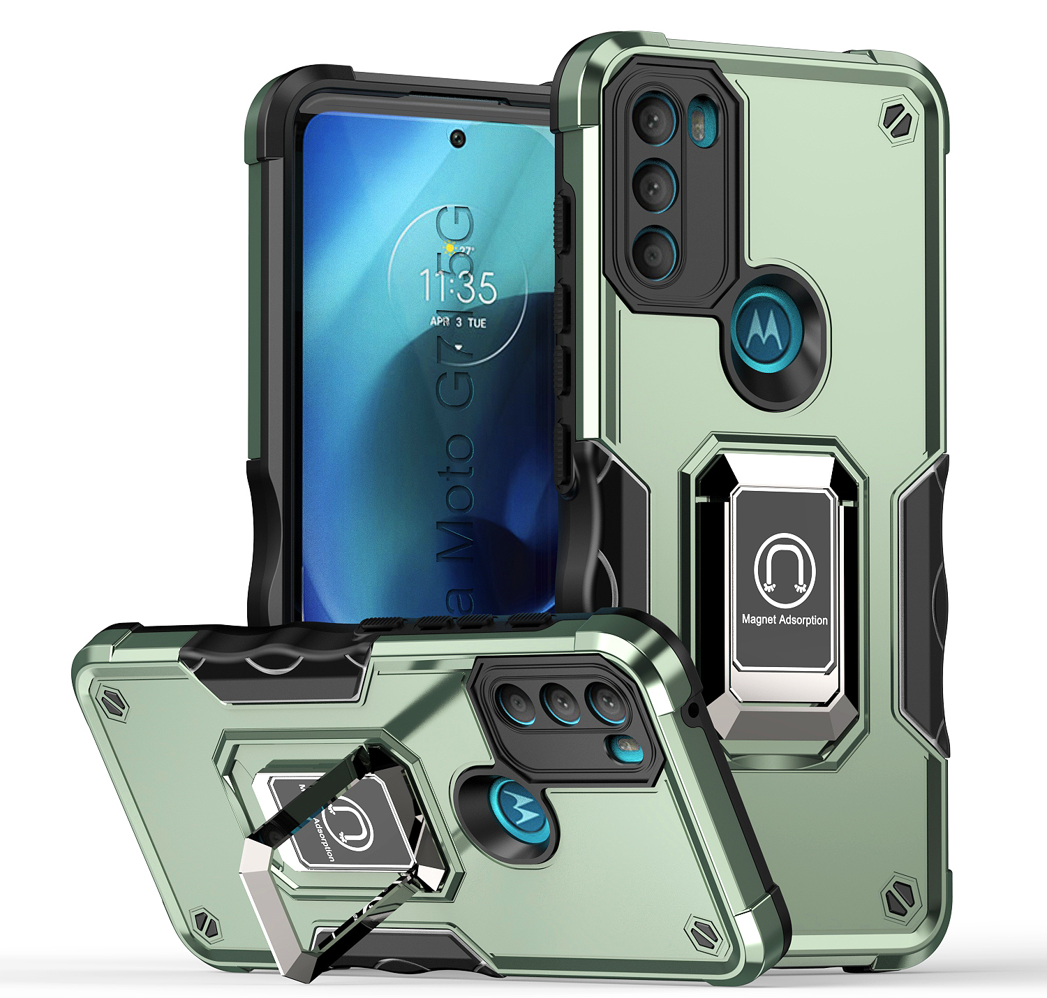 Military Flag Rugged Defender Heavy Duty Cases Anti-Slip Ring Stand For MOTO G 5G 2025 2024 Power Stylus Edge Plus X30 20 Pro Lite G71 G31 G41 G51 G52