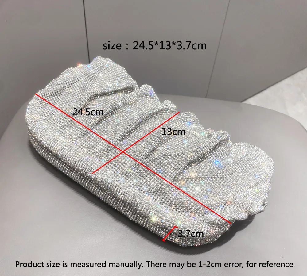 Evening Bags Shiny handle Rhinestones Handmade Evening Clutch Bags Folds Purses And Handbags er Wedding Party High Quality 231123