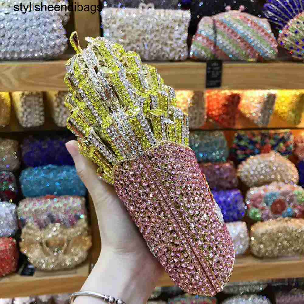 stylisheendibags Shoulder Bags XIYUAN French fries shape Bling Crystal Clutch purse Evening bags Handbag For Women Wedding Party Diamond Minaudiere Pu