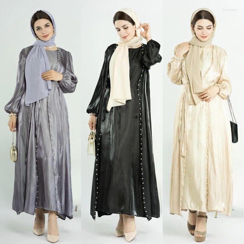 Ethnic Clothing Fashion Satin Sleeveless Dress And Cardigan Abaya 2 Piece Sets Elegant Dubai Women Party Loose Robe Kaftan Suit
Ethnic Clothing Fashion Satin Sleeveless Dress And Cardigan Abaya 2 Piece Sets Elegant Dubai Women Party Loose Robe Kaftan Suit