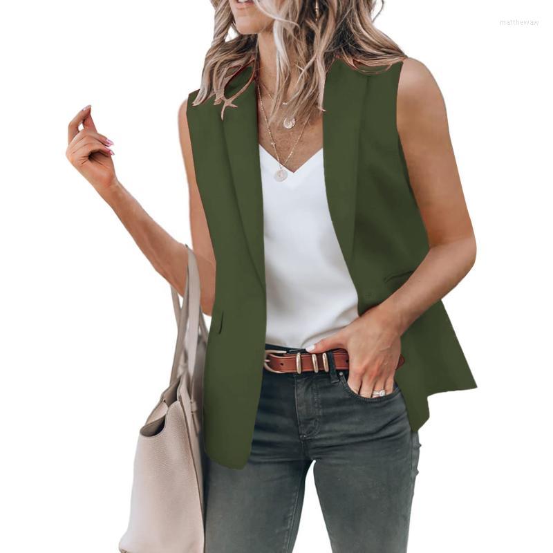 Two Piece Dress Womens Western Trench Coat Vest Casual Blazers Open Front Sleeveless Work Office Jackets Breasted WomenTwo