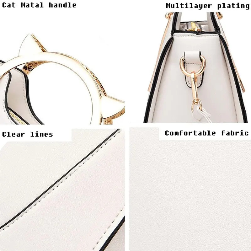 Evening Bag Cute Cat Purses and Handbags Elegant PU Handbag Top Handle Bag Large Capacity Stylish Sweet Messenger 231123