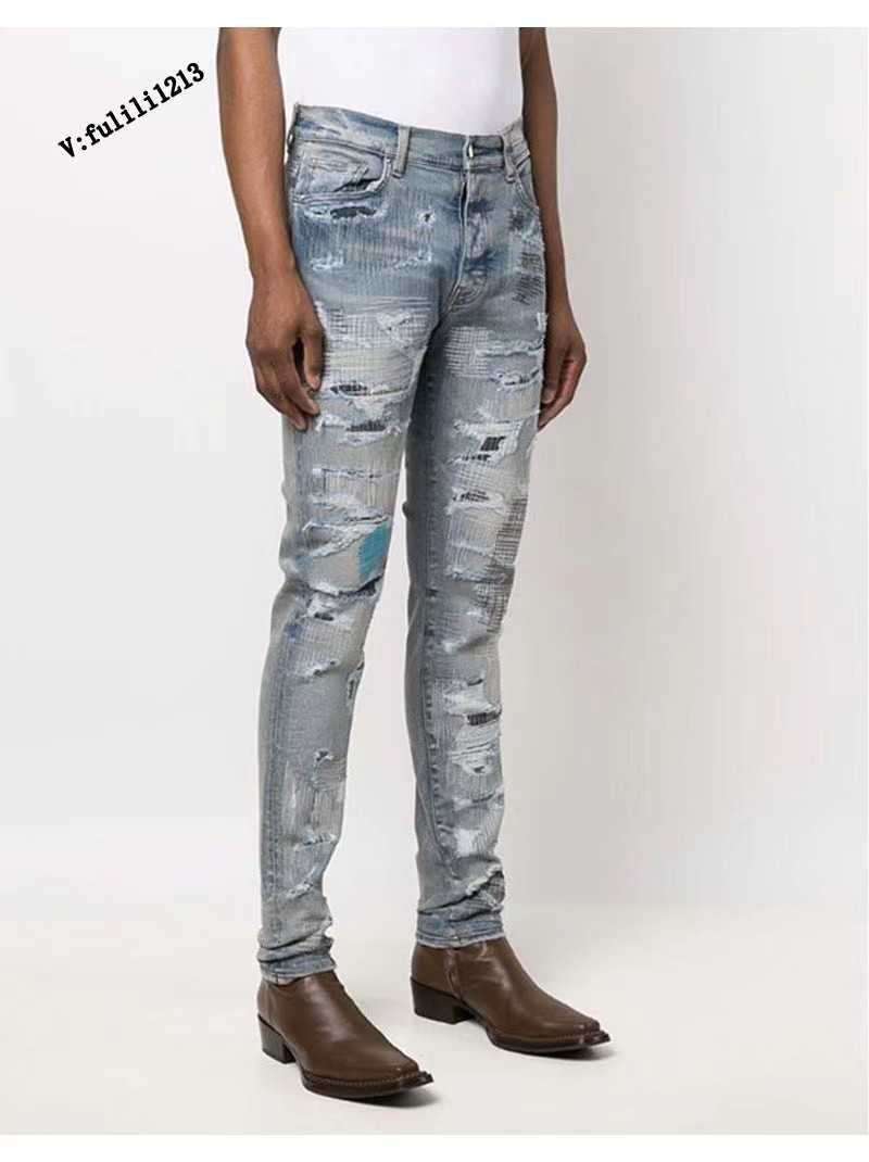 Designer Clothing Luxury Casual Fashion Denim Pants Amiiri High Street Washed Worn Out Widely Damaged Seamed Worn Slim Fit Small Foot Jeans Men's Fashion Brand, Blue
Designer Clothing Luxury Casual Fashion Denim Pants Amiiri High Street Washed Worn Out Widely Damaged Seamed Worn Slim Fit Small Foot Jeans Men's Fashion Brand, Blue