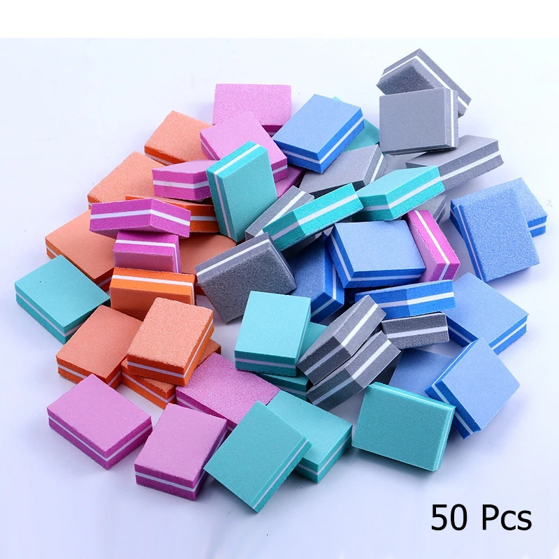 Nail Files 102550pcs lot Double-sided Mini Nail File Blocks Colorful Sponge Nail Polish Sanding Buffer Strips Polishing Manicure Tools 231123