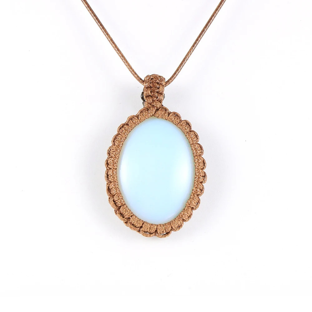 Chokers Macrame Large Oval Natural Stone Crystal Necklace for Men Waxed Rope Adjustable Braided Knot Turquoises Women Gemstone Necklace 231124