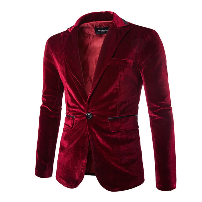 Mens Suits Blazers Shiny Purple One Button Velvet Blazer Jacket Men Spring Slim Fit Club Party Wedding Dress Male Masculino 231123