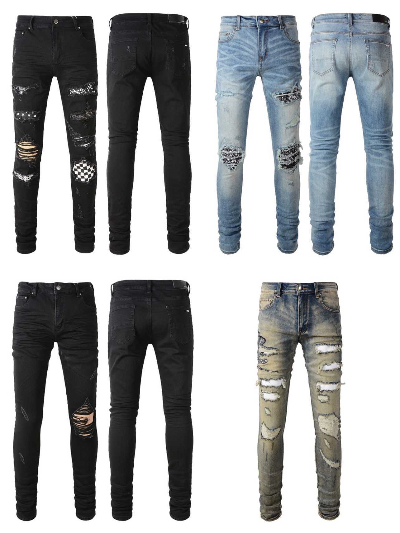 Designer Clothing Denim Pants Amiiri Checkered Black Cashew Flower Single Knee Broken Hole Patch Jeans Distressed Ripped Skinny Motocycle Biker pants for sale, Retro patch
Designer Clothing Denim Pants Amiiri Checkered Black Cashew Flower Single Knee Broken Hole Patch Jeans Distressed Ripped Skinny Motocycle Biker pants for sale, Retro patch