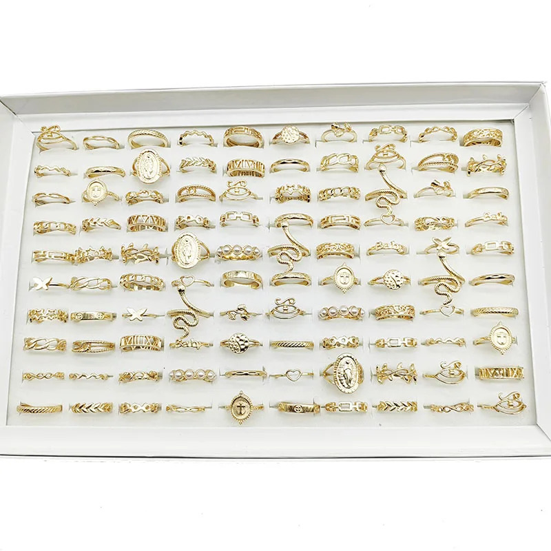 Band Rings 30pc Lot Gold Color Finger For Girls Love Snake Animal Butterfly Cutout Star Pearl Thin Joint Ring Party Jewelry Women 231123
