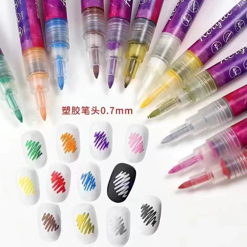 Nail Brushes 0.7mm Nail Art Graffiti Pen Acrylic Quick Drying Gel Polish Without Lamp Colorful Painting Marker DIY Flower Lines Manicure Tool 231123