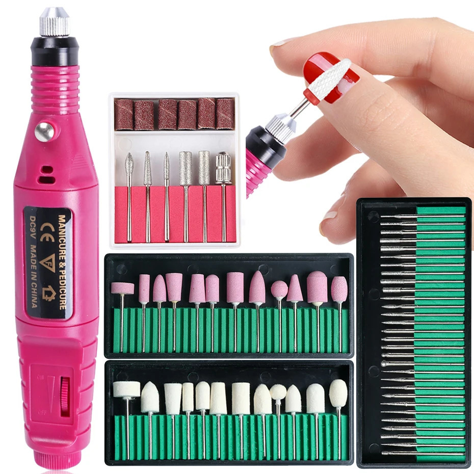 Nail Manicure Set Professional Electric Nail Drill Machine Manicure Milling Cutter Nail Drill Bits Files Polisher Sander Gel Polish Remover Tools 2311