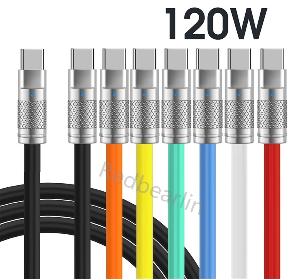 120W 6A PD C to C Cables TPE Zinc Alloy Fast Quick Charging Type c USb-C Cable For Samsung Galaxy s10 s20 s23 s22 Utral note 20 htc lg android phone