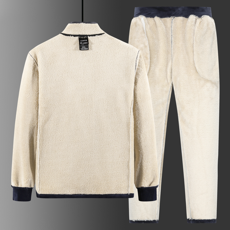 Men's Tracksuits Men Fleece Suit Two-Piece Plus Velvet Winter Thick Warm Suit Male Lamb Velvet Suit Casual Tracksuit plus Size 8XL 7XL 6XL 230424