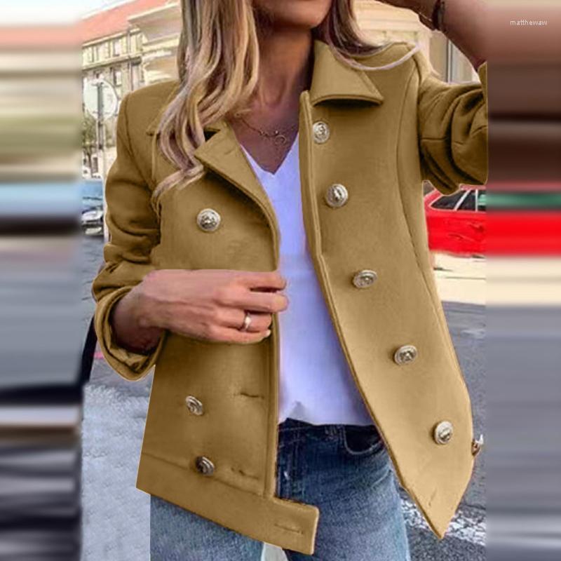 Two Piece Dress Womens Wool Swing Coat Women Casual Solid Spliced Double Button Long Sleeve Cardigan Pocket Jacket Loose CoatTwo