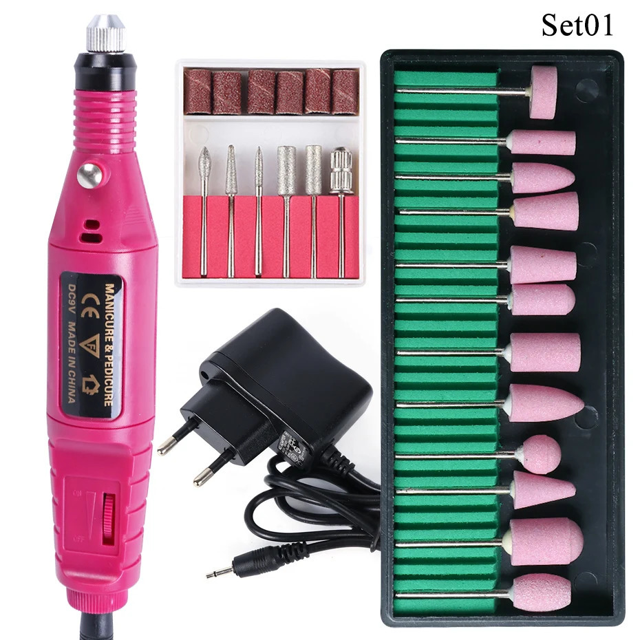 Nail Manicure Set Professional Electric Nail Drill Machine Manicure Milling Cutter Nail Drill Bits Files Polisher Sander Gel Polish Remover Tools 2311