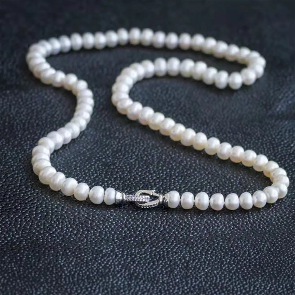 Beaded Necklaces YKNRBPH Nwest Real Freshwater Pearl Necklace For Women Elegant Micro-inlaid Zircon Detached Sweater Chain Fine Jewelry Gift 231124