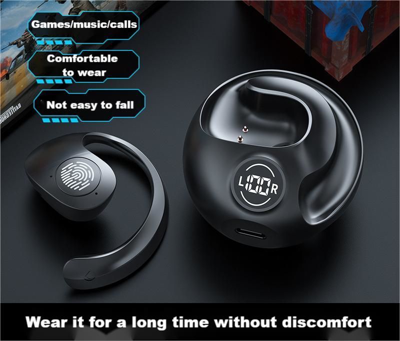 Wireless sport headphone Ear-Hook Earbuds Built-in Microphone TWS Bluetooth headphone JR07 Wireless Earphone LED display high Quality Headphone Noise 
