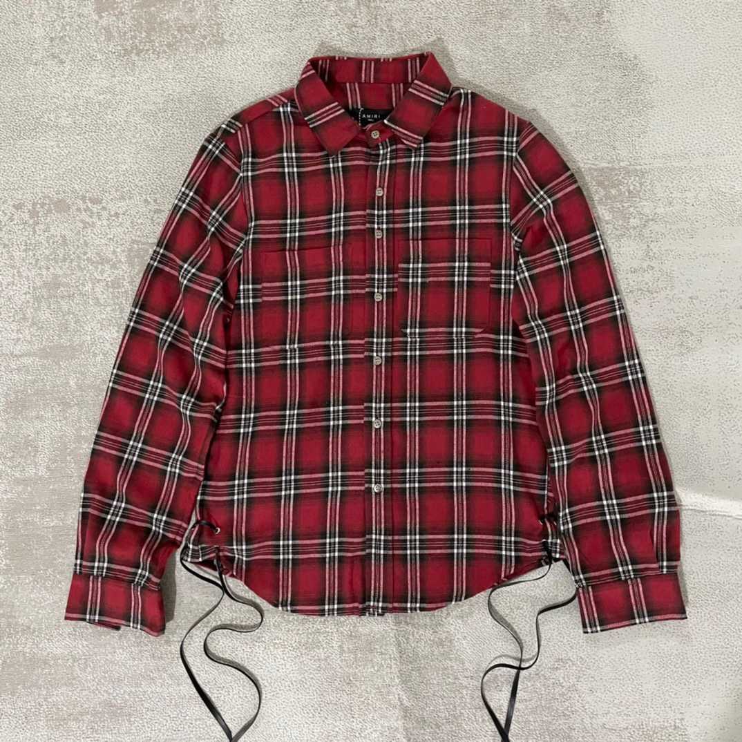 Designer Clothing Men' Casual Shirts Amiiri Red Plaid Cowhide Ribbon Drawstring High Street Shirt Long Sleeve Men' Women' Thin Casual Shirt Coat, Shipping fee
Designer Clothing Men' Casual Shirts Amiiri Red Plaid Cowhide Ribbon Drawstring High Street Shirt Long Sleeve Men' Women' Thin Casual Shirt Coat, Shipping fee