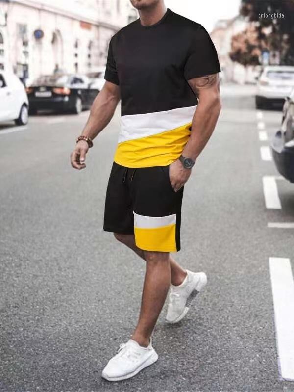 Men's Tracksuits Summer Men Sets Tee Suit Sweat Tshirts For Man Sportswear Shorts Casual T-Shirt 2Piece Male Set