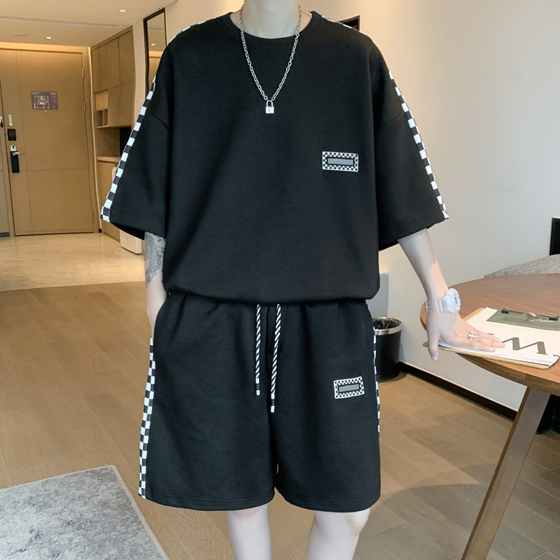 Men's Tracksuits Men's Casual Two Piece Waffle Sports and Leisure Suit Summer Graphic Men's Top Shorts Korean of Harajuku High Street C