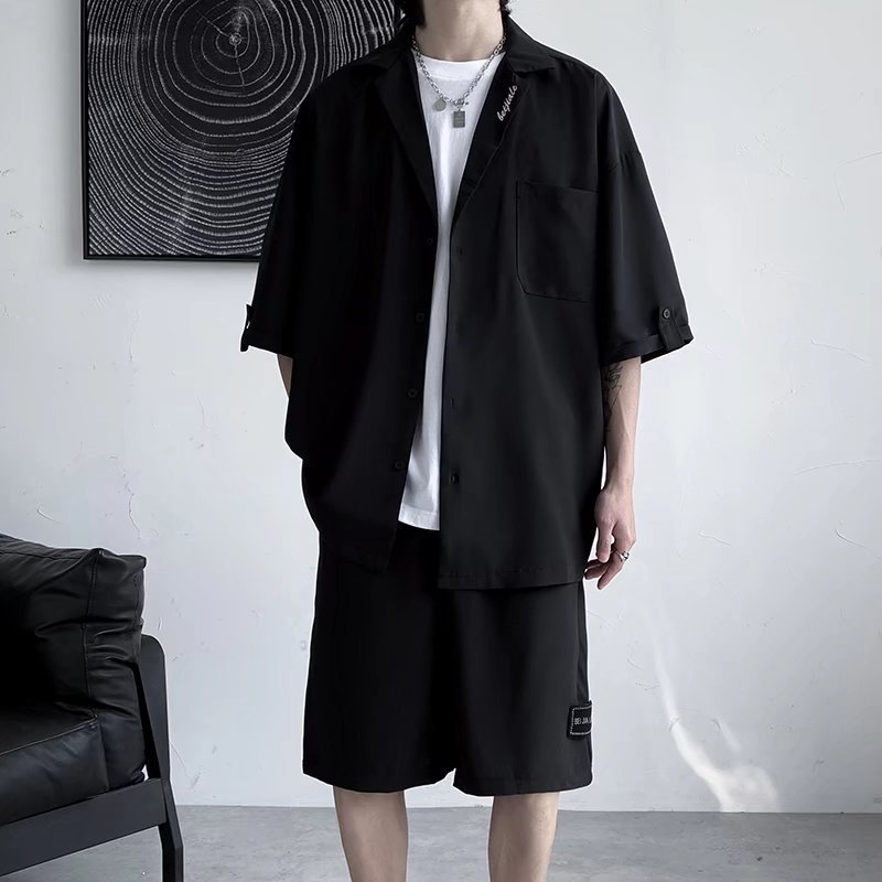 Men's Tracksuits Men's High end Men's Summer British Style Casual Small Fashion Two Piece Thin Set 230424