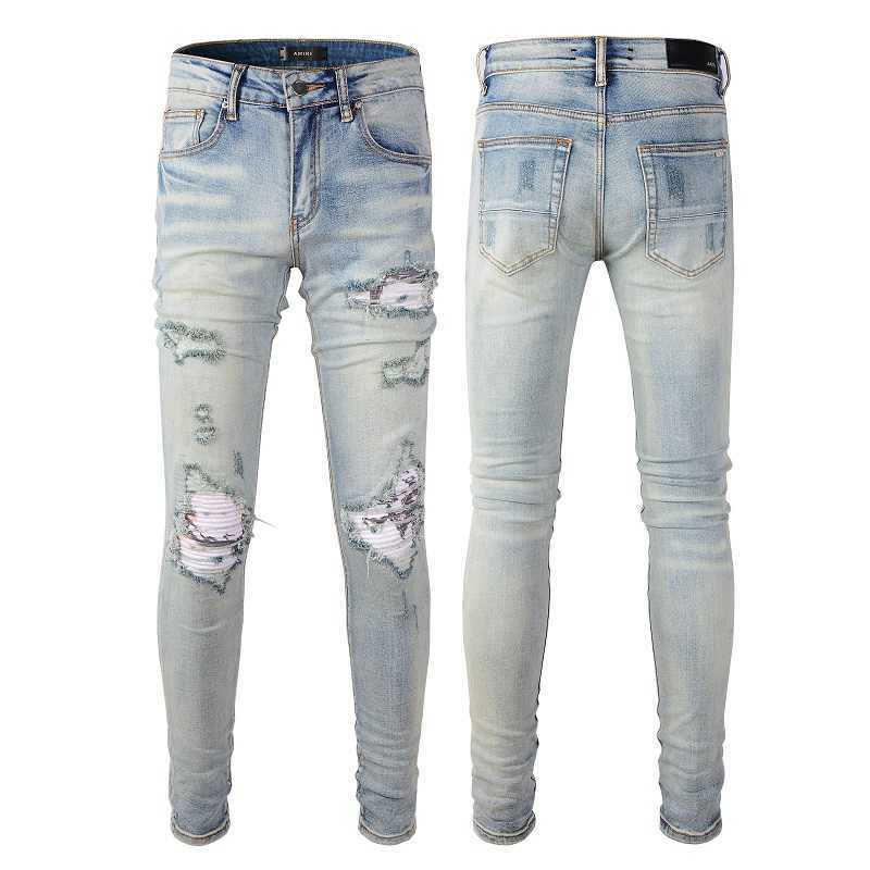 Designer Clothing Denim Pants Amiiri 2023 New Trend Fashion Slim Fit Small Foot Elastic Patch Blue Jeans Men's Amiiri Fashion Brand Distressed Ripped Skinny, Light blue
Designer Clothing Denim Pants Amiiri 2023 New Trend Fashion Slim Fit Small Foot Elastic Patch Blue Jeans Men's Amiiri Fashion Brand Distressed Ripped Skinny, Light blue